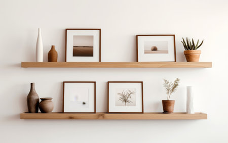 Asymmetric Array Floating Shelves on white backgroundの素材