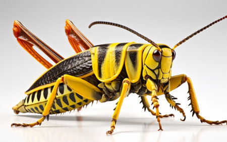 Vibrant Eastern Lubber Grasshopper on white backgroundの素材