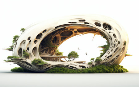 Nature-Inspired Organic Architecture on transparent backgroundの素材