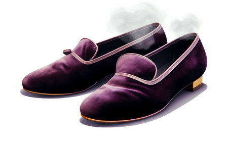 Elegant Velvet Smoking Slippers on transparent backgroundの素材