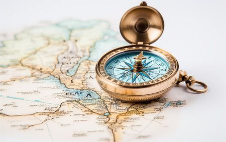 Classic Compass and Map Setup on transparent backgroundの素材