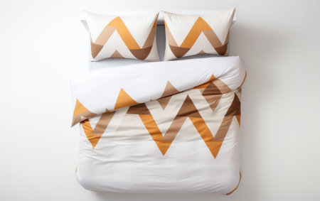 Geometric Decorative Bed Linens Set on white backgroundの素材