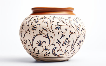 Vintage Ceramic Pot with Intricate Floral Patternの素材