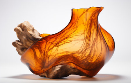 Unique Handcrafted Glass Pot with Organic Design on transparent backgroundの素材