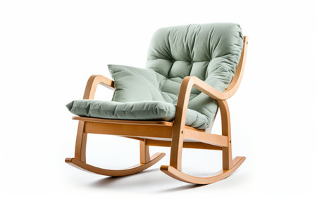 Nursery Rocking Chair with Soft Cushions Isolated on white backgroundの素材