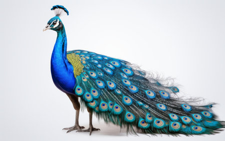 Majestic Peacock on white backgroundの素材