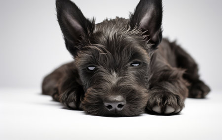 Peaceful Pup on white backgroundの素材