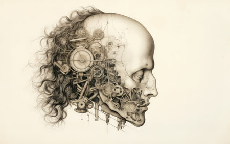 Renaissance Anatomical Drawing on transparent backgroundの素材