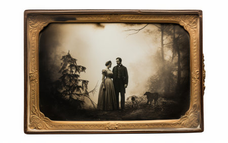 Atmospheric Victorian Daguerreotype on white backgroundの素材