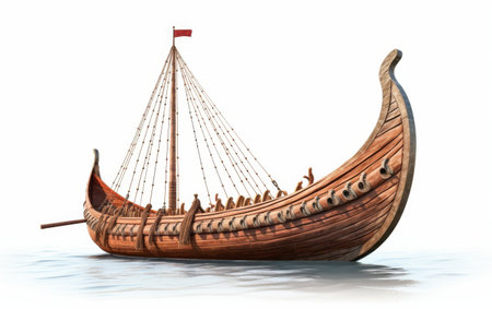 Viking Seafaring Emblem on white backgroundの素材