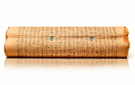 Historic Egyptian Papyrus Manuscript on transparent backgroundの素材