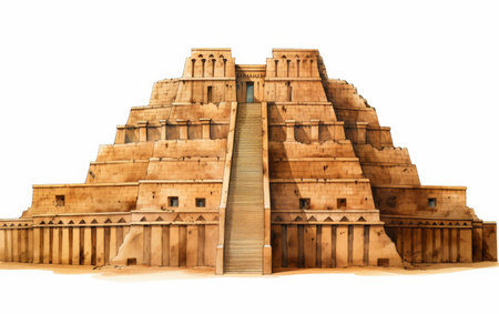 Traditional Mesopotamian Pyramid Structure on transparent backgroundの素材