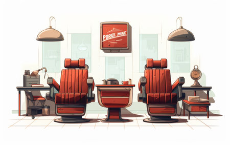 Waiting Area with Comfy Chairs in Barber Shop on transparent backgroundの素材