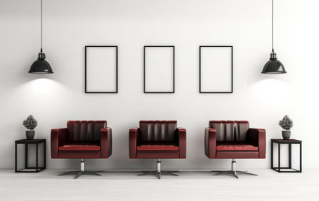 Comfortable Chairs for Barber Shop Waiting Area Isolation on transparent backgroundの素材