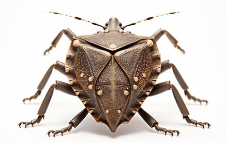 Brown Marmorated Stink Bug with Distinctive Shape on transparent backgroundの素材