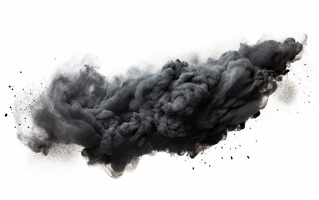 Dark Coal Black Soot Stain on transparent backgroundの素材
