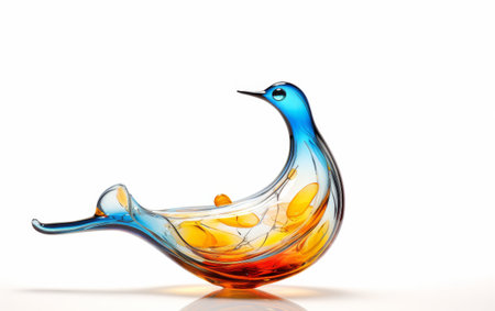 Glass Blown Bird Feeder with Playful Design on transparent backgroundの素材