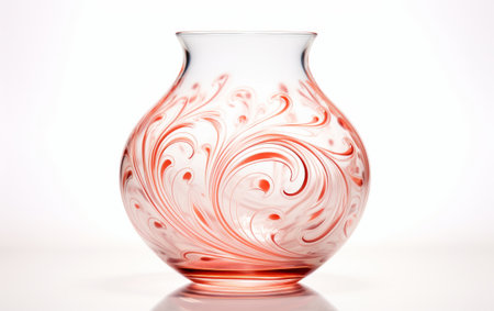 Glass Blown Flower Vase with Intricate Filigree Patterns on transparent backgroundの素材