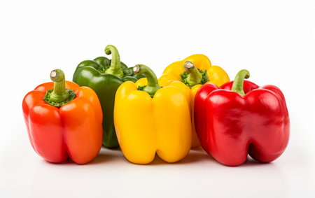 Colorful Bell Pepper Assortment on white backgroundの素材