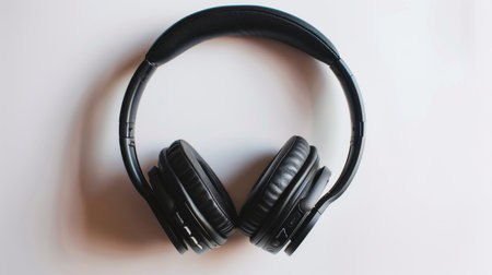 A premium and noise-canceling pair of over-ear headphones for an immersive audio experience on white backgroundの素材