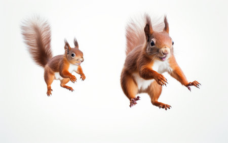 Adorable Squirrel Shenanigans on white backgroundの素材