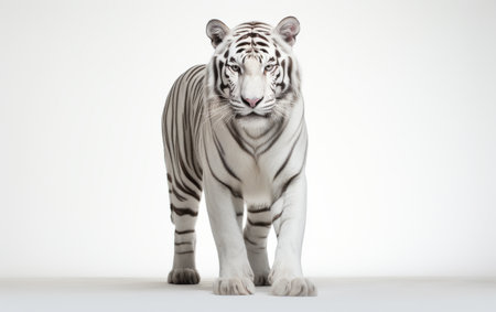Regal White Tiger Stance on white backgroundの素材