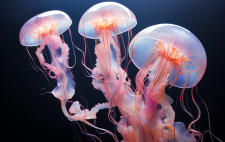 Graceful Jellyfish Drifting on white backgroundの素材