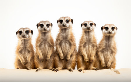 Charming Meerkat Ensemble on white backgroundの素材