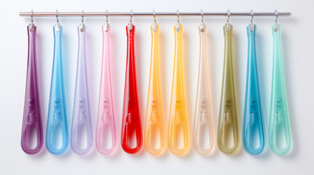 Playful Plastic Clothes Hanger Collection on white backgroundの素材