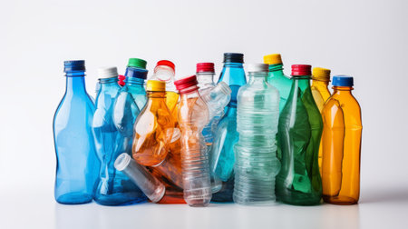 Vibrant Recycling Bin Overflow on white backgroundの素材