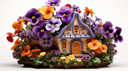 Whimsical Fairy Tale-inspired Pumpkin Planter on white backgroundの素材