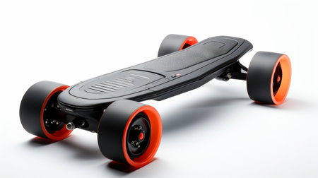 High-Performance E-Skateboard on white backgroundの素材