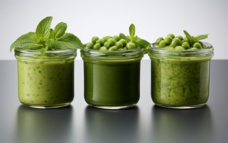 Nutrient-Packed Mini Jars on white backgroundの素材
