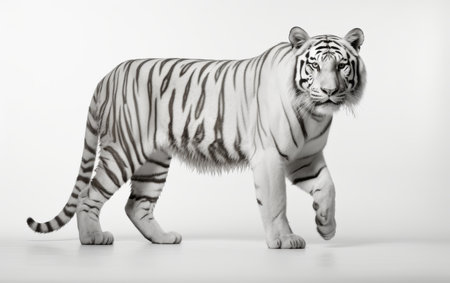 White Bengal Tiger Majesty on white backgroundの素材