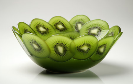 Refreshing Kiwi Fruit Display on white backgroundの素材