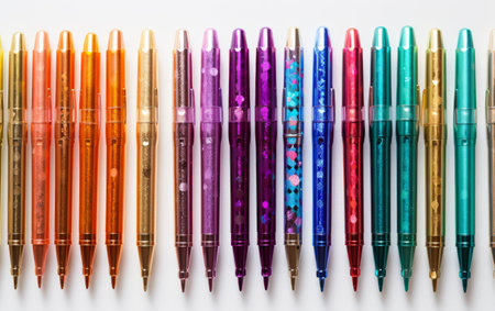 Vibrant Gel Pen Collection on white backgroundの素材