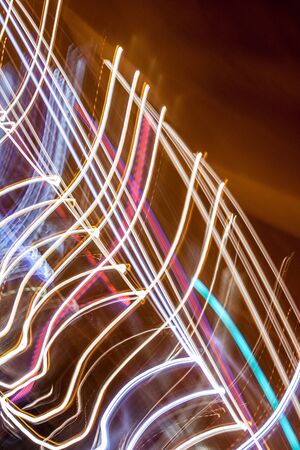 City lights diffused in long exposer and camera movement