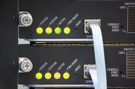 network switch with status led and console cableの写真素材
