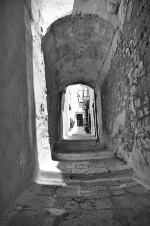 Ostuni lane with vaults in the Old Town (the White City), Puglia, Italyの写真素材