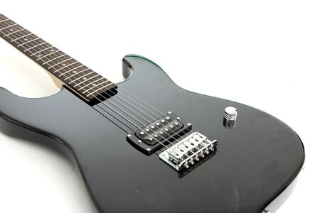 Black Electric Guitar on a White Background