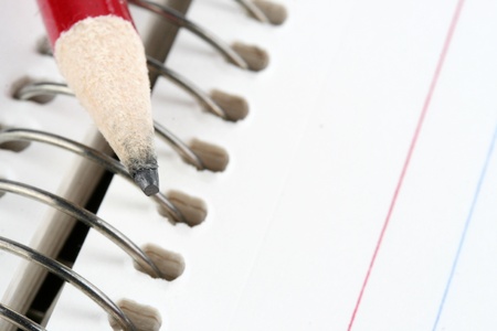 Macro shot of a pencil and paperの写真素材
