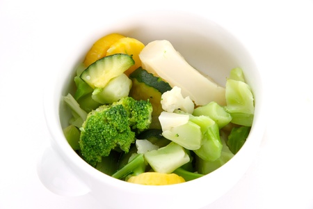 Bowl of Mixed Vegetables on a White Backgroundの写真素材