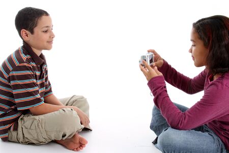Picture of children set on white background