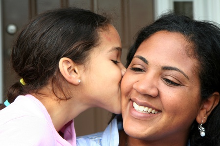 A mixed race mother and daughterの写真素材