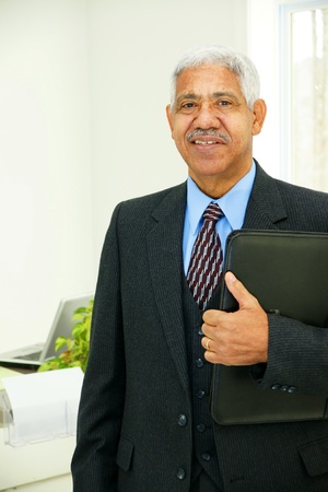 Senior man ready for the work dayの写真素材