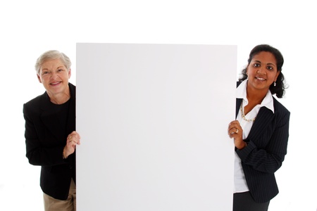 Business team Holding A White Sign Togetherの写真素材