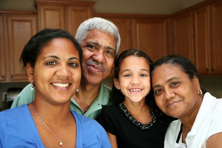 Family together in the kitchenの写真素材