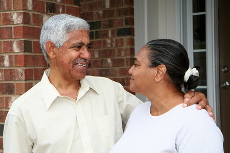 Family together outside their home