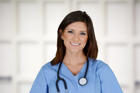 Female nurse working her job in a hospitalの写真素材