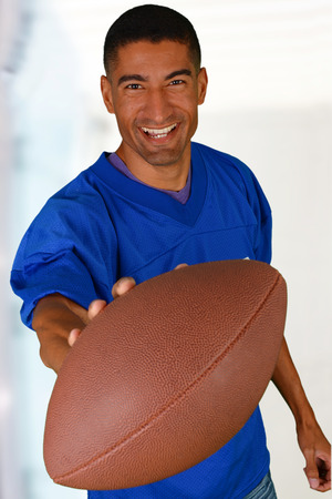 Football fan who is dressed in a jerseyの写真素材